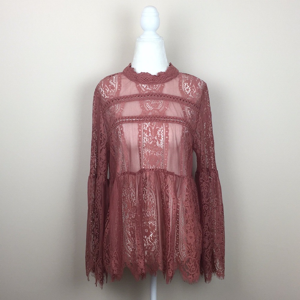 Taylor & Sage - Romantic Sheer Floral Blouse